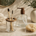 Glass Bathroom Accessory Set with Wood-like trims | Full House Lebanon