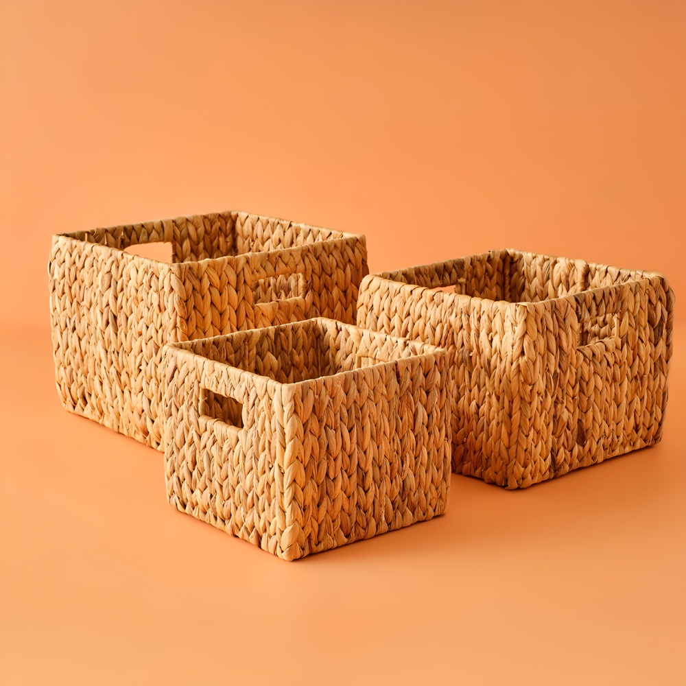 Square Handwoven Seagrass Storage Box Set (3 Pcs) | Full House Lebanon