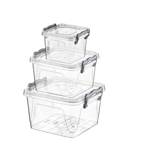 3-Piece Square Multi Storage Box Set – Transparent | Full House Lebanon