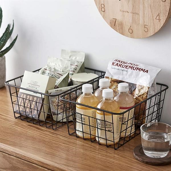 Storage Baskets with Linen Cloth - Small, Black | Full House Lebanon
