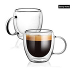 Double-Wall Espresso Glass Cup  with Handle Set (2 Pcs) | Full House Lebanon