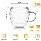 Double-Wall Espresso Glass Cup  with Handle Set (2 Pcs) | Full House Lebanon