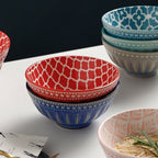 Vibrant Colorful Patterned Porcelain Bowl Set (6 Pcs) | Full House Lebanon