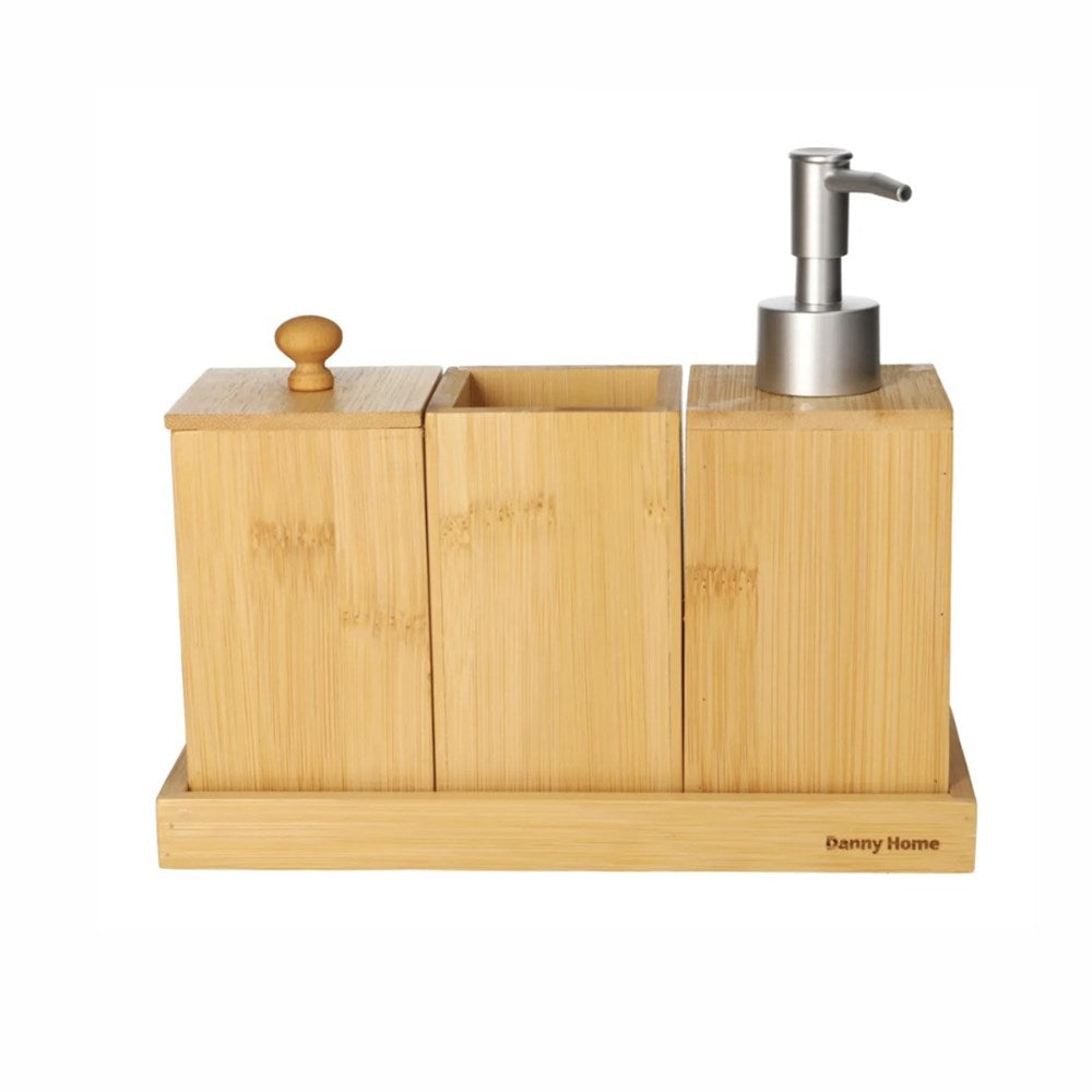 Bamboo Bathroom Accessories Set (4 Pcs) | Full House Lebanon