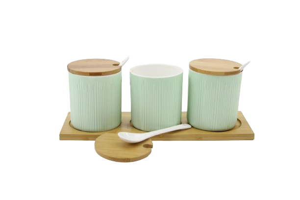 Coffee, Tea & Sugar Canister with Tray | Full House Lebanon