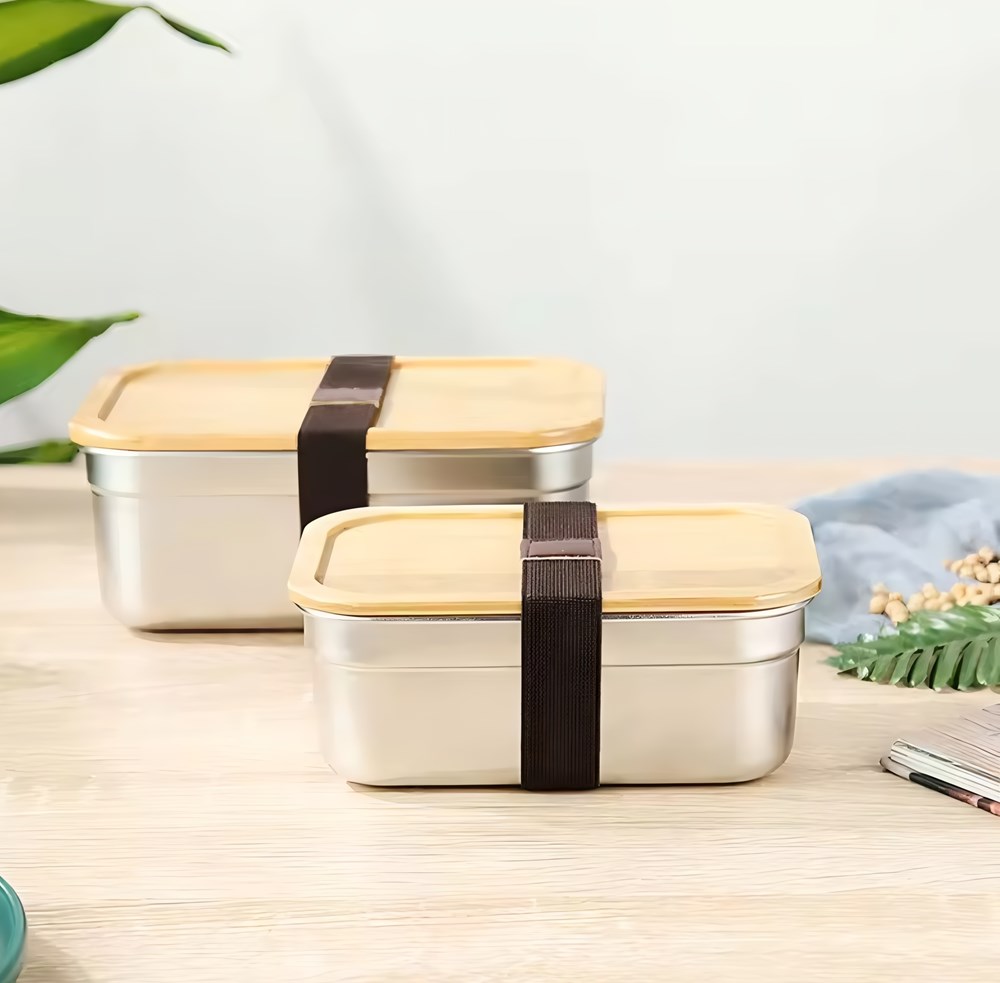 Stainless Steel Lunch Box with Bamboo Lid | Full House Lebanon