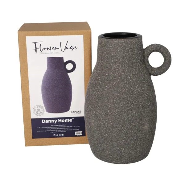 Minimalist Ceramic Ring-Handled Vase - Large, White | Full House Lebanon