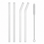 Reusable Glass Straw Set with Cleaning Brush (5 Pcs) | Full House Lebanon