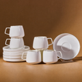 Elegant Stackable White Tea Cup & Saucer Set with Gold Rim | Full House Lebanon