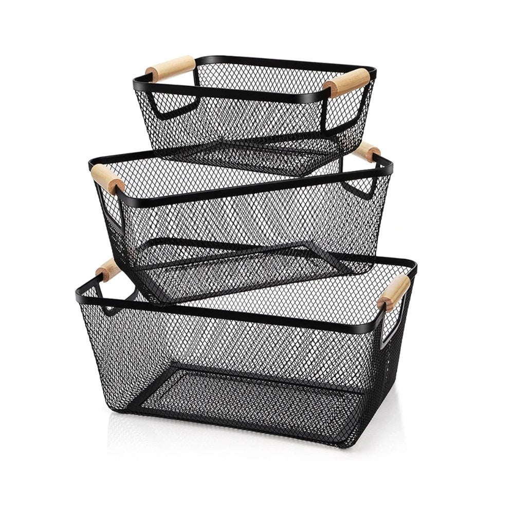 Wire Storage Basket with Wooden Handles | Full House Lebanon