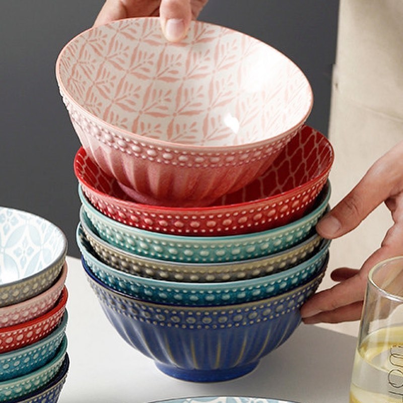 Vibrant Colorful Patterned Porcelain Bowl Set (6 Pcs) | Full House Lebanon