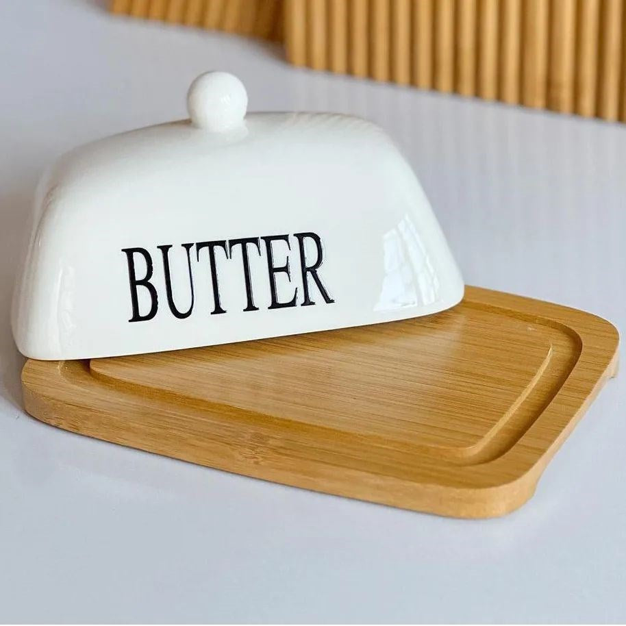 Bamboo Butter Dish with Porcelain Lid | Full House Lebanon