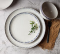 White Dotted Porcelain Dinnerware with Navy Blue Trim - Dinner Plate | Full House Lebanon