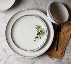 White Dotted Porcelain Dinnerware with Navy Blue Trim - Dinner Plate | Full House Lebanon