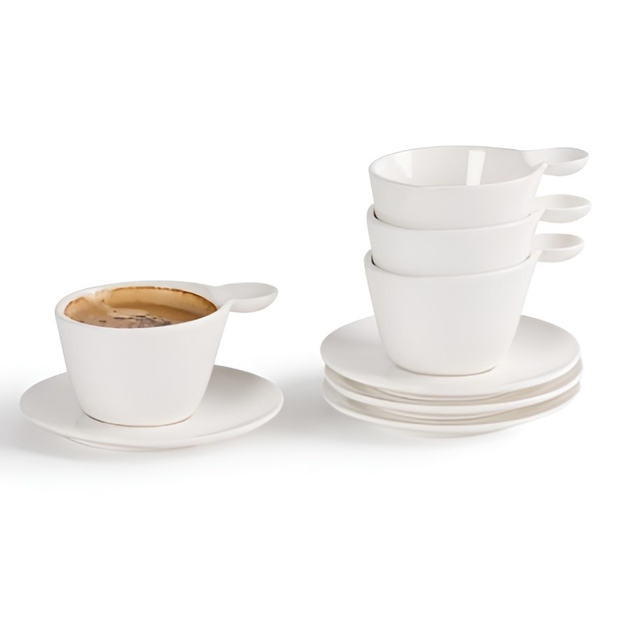 White Porcelain Cup & Saucer Set (Half a Dozen) | Full House Lebanon