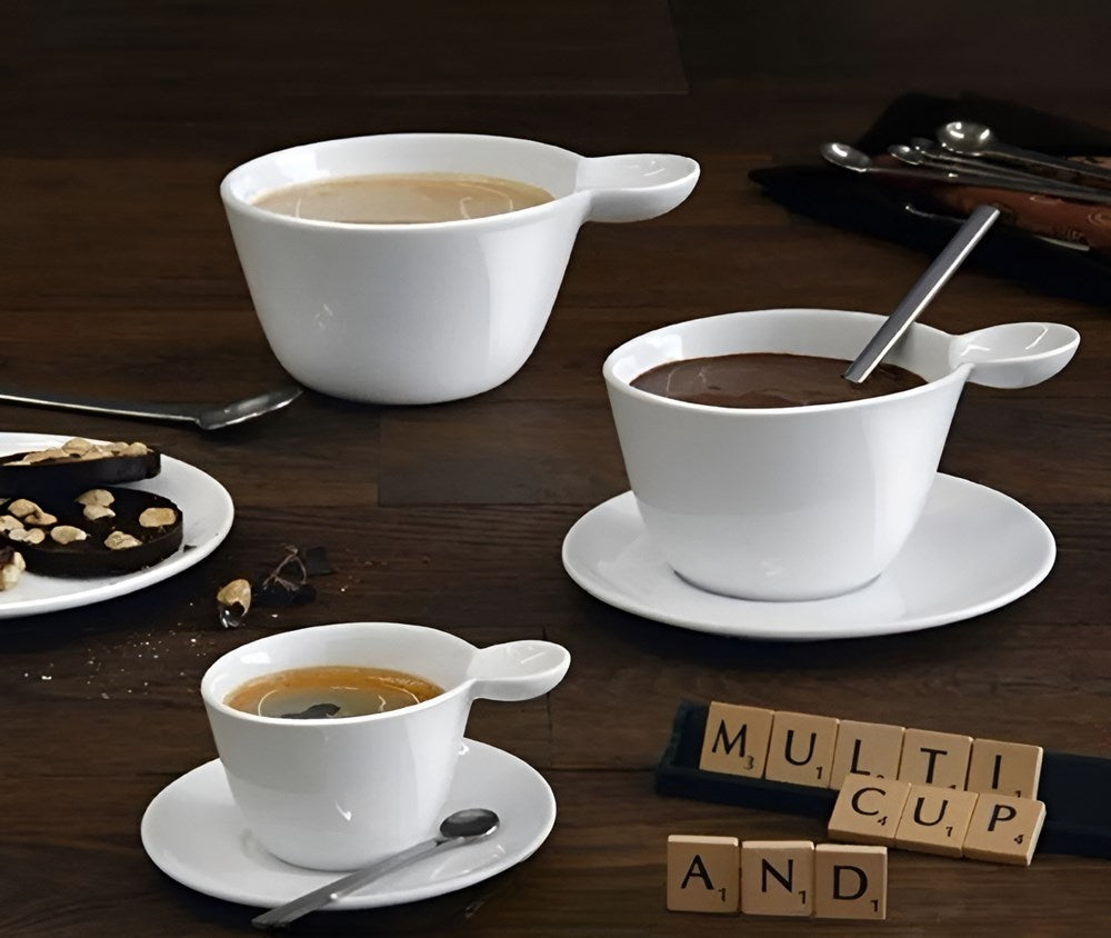 White Porcelain Cup & Saucer Set (Half a Dozen) | Full House Lebanon
