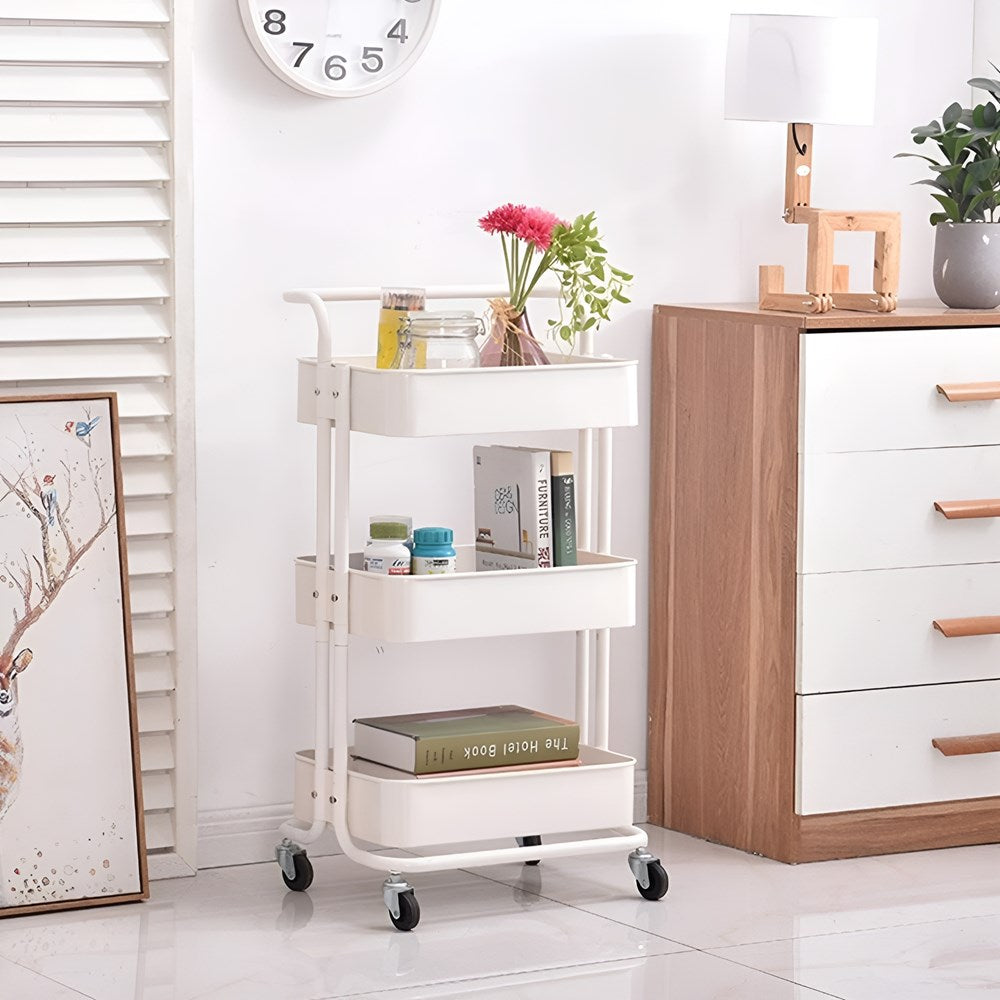 3-Tier Metal Rolling Cart with Handle - Black | Full House Lebanon