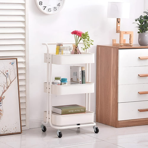 3-Tier Metal Rolling Cart with Handle - Black | Full House Lebanon
