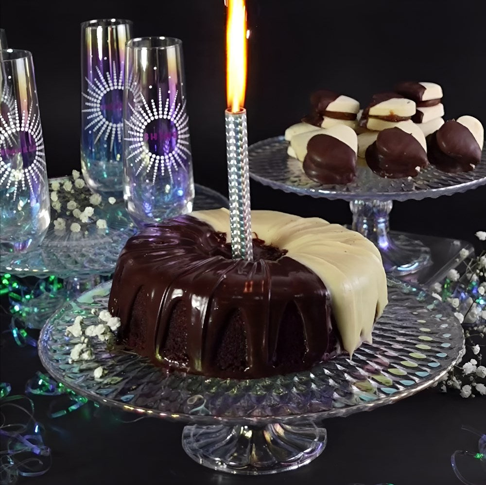 Reflective Glass Cake Stand - Medium | Full House Lebanon