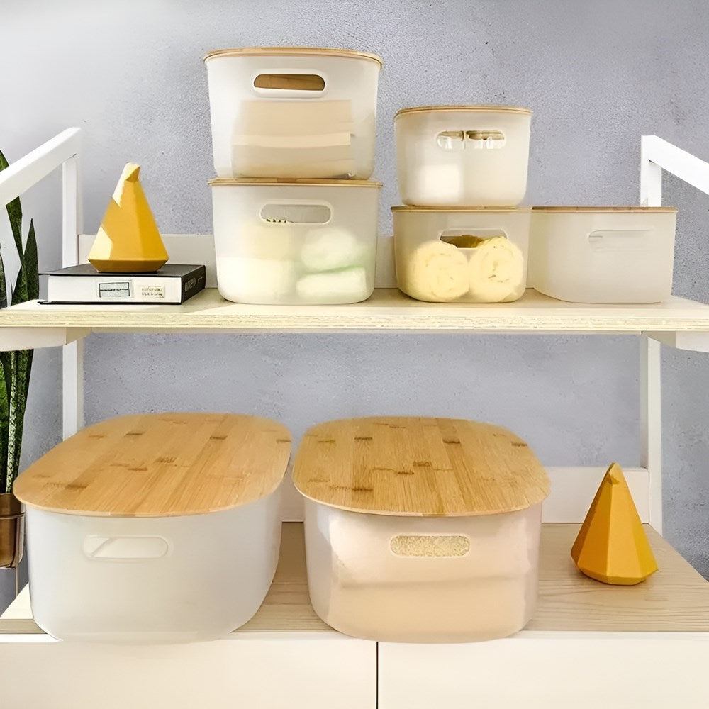 Transparent Oval Box with Bamboo Lid - Large | Full House Lebanon
