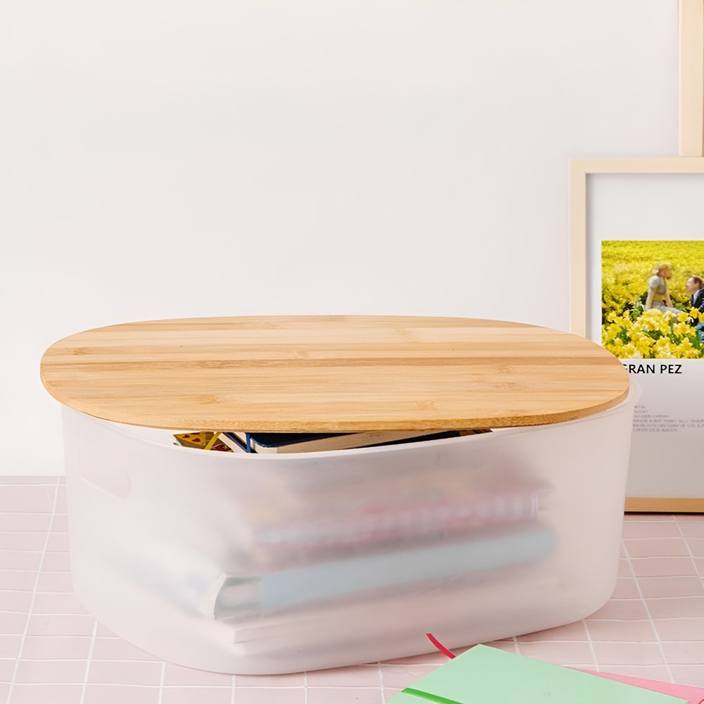 Transparent Oval Box with Bamboo Lid | Full House Lebanon