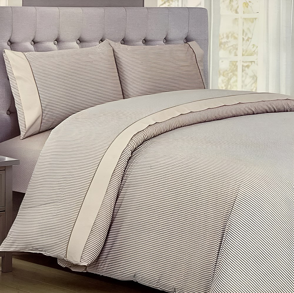 Cannon Dots & Stripe Duvet Cover Set (4 Pcs) - Single, Light Pink | Full House Lebanon