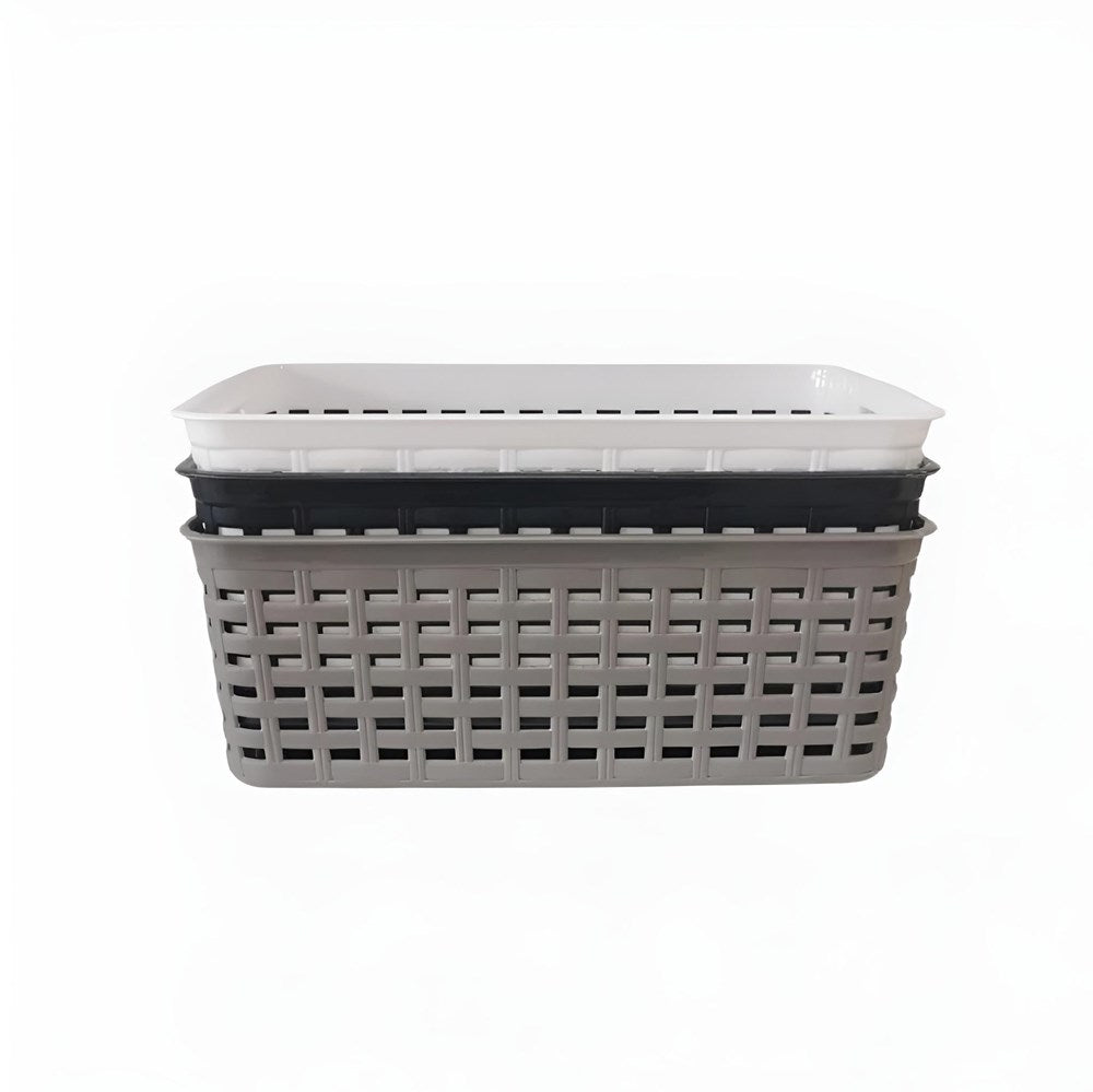 Plastic Rattan Storage Basket - Medium, White | Full House Lebanon