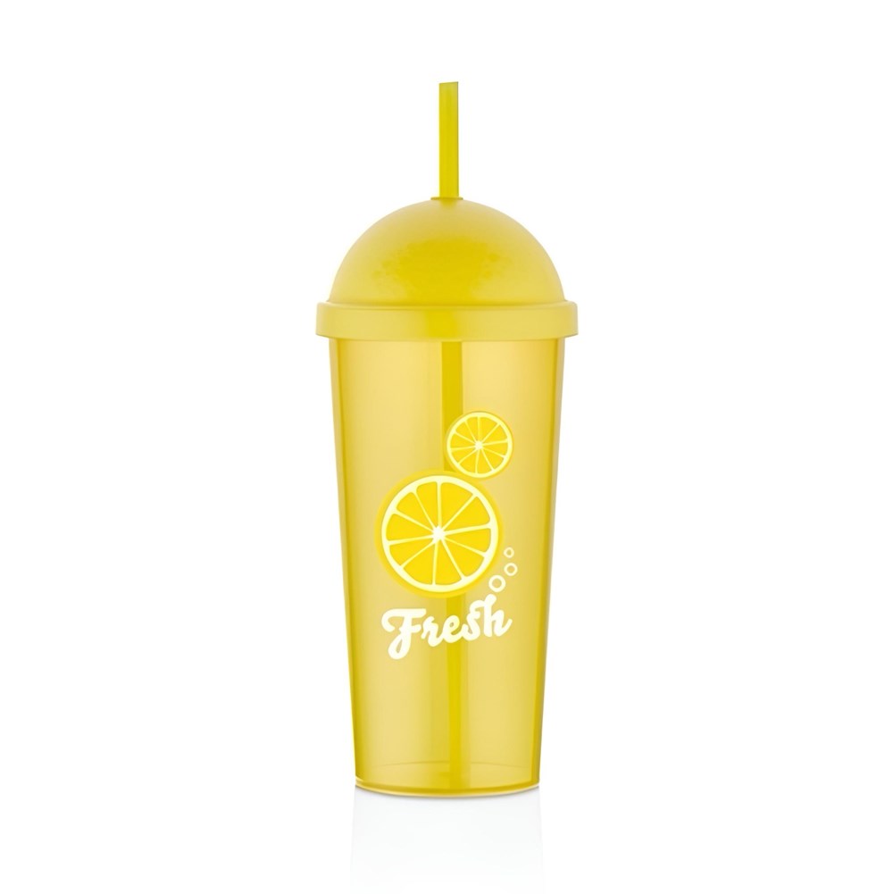 Fresh Lime/Orange Cup with Straw | Full House Lebanon