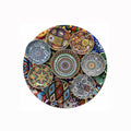 Round Metal Printed Tray with  Serving Bowl Set (8 Pcs)