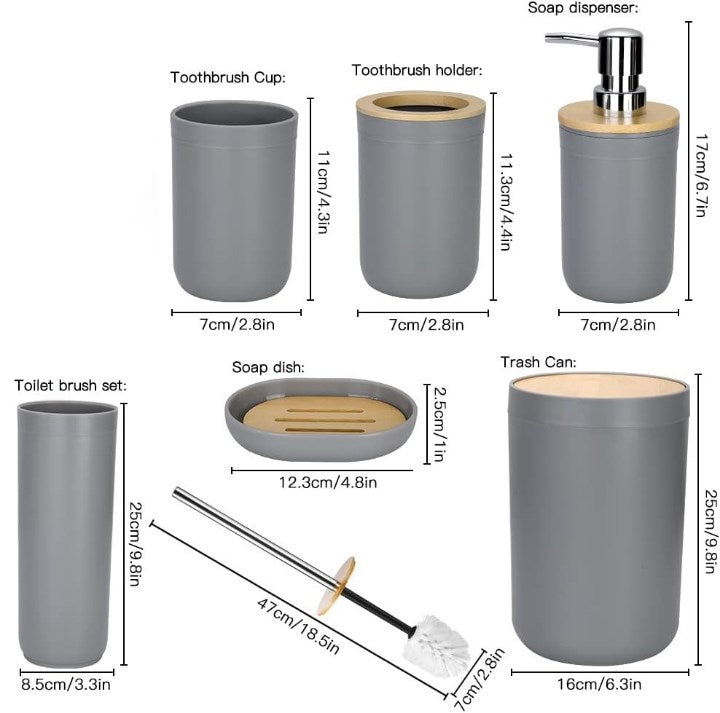 Grey Bathroom Accessories with Bamboo Lid - Soap Dish | Full House Lebanon