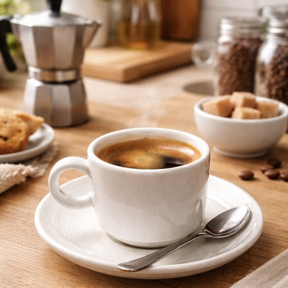 Tea / Coffee White Porcelain Cup with Saucer (Half a Dozen ) | Full House Lebanon