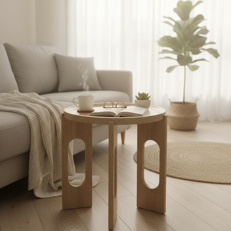 Wooden Round Side Table | Full House Lebanon