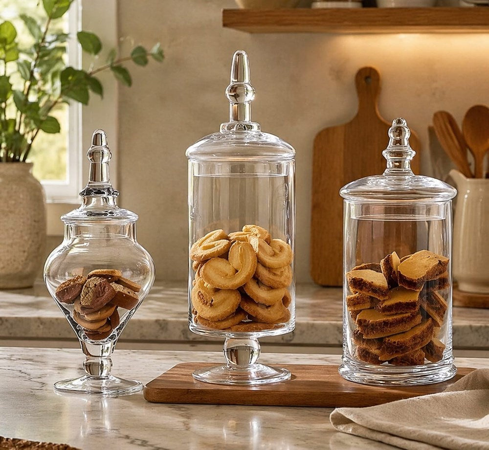 Decorative Glass Jar Set (3 Pcs) | Full House Lebanon