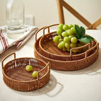 Rattan Tray Set (3 Pcs) - Round | Full House Lebanon