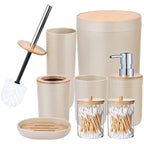 Beige Bathroom Accessories with Bamboo Lid - Get 3 pcs | Full House Lebanon
