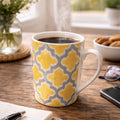 Grey & Yellow Patterned Porcelain Mug