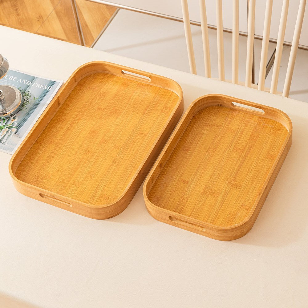 Rectangular Bamboo Serving Tray with Handles | Full House Lebanon