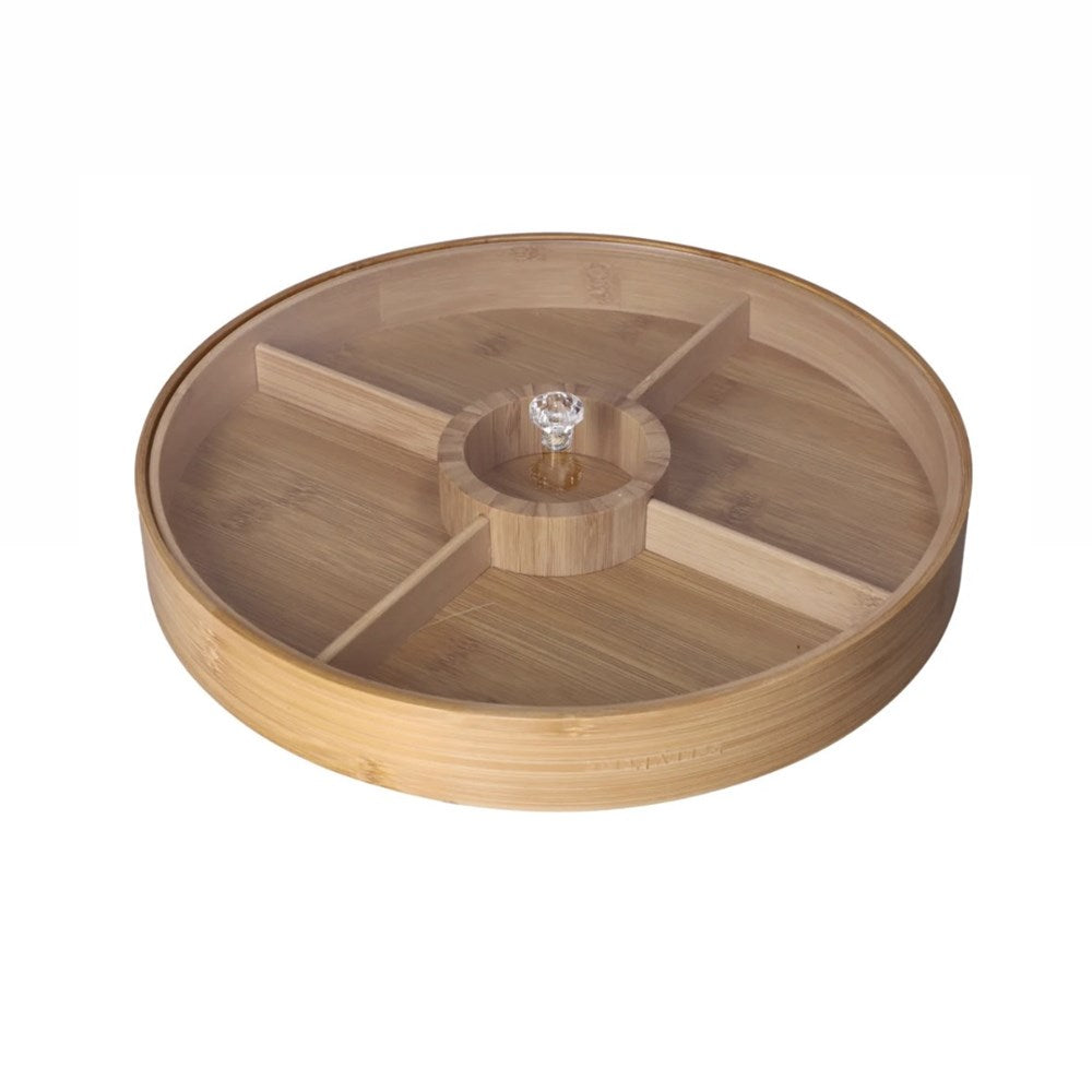 5-Compartment Round Snack Serving Tray with Lid | Full House Lebanon