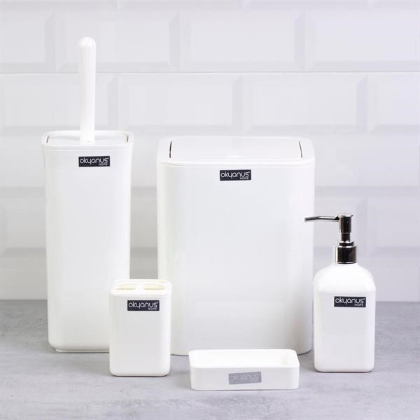 Glossy Square Bathroom Set (5pcs) - White | Full House Lebanon