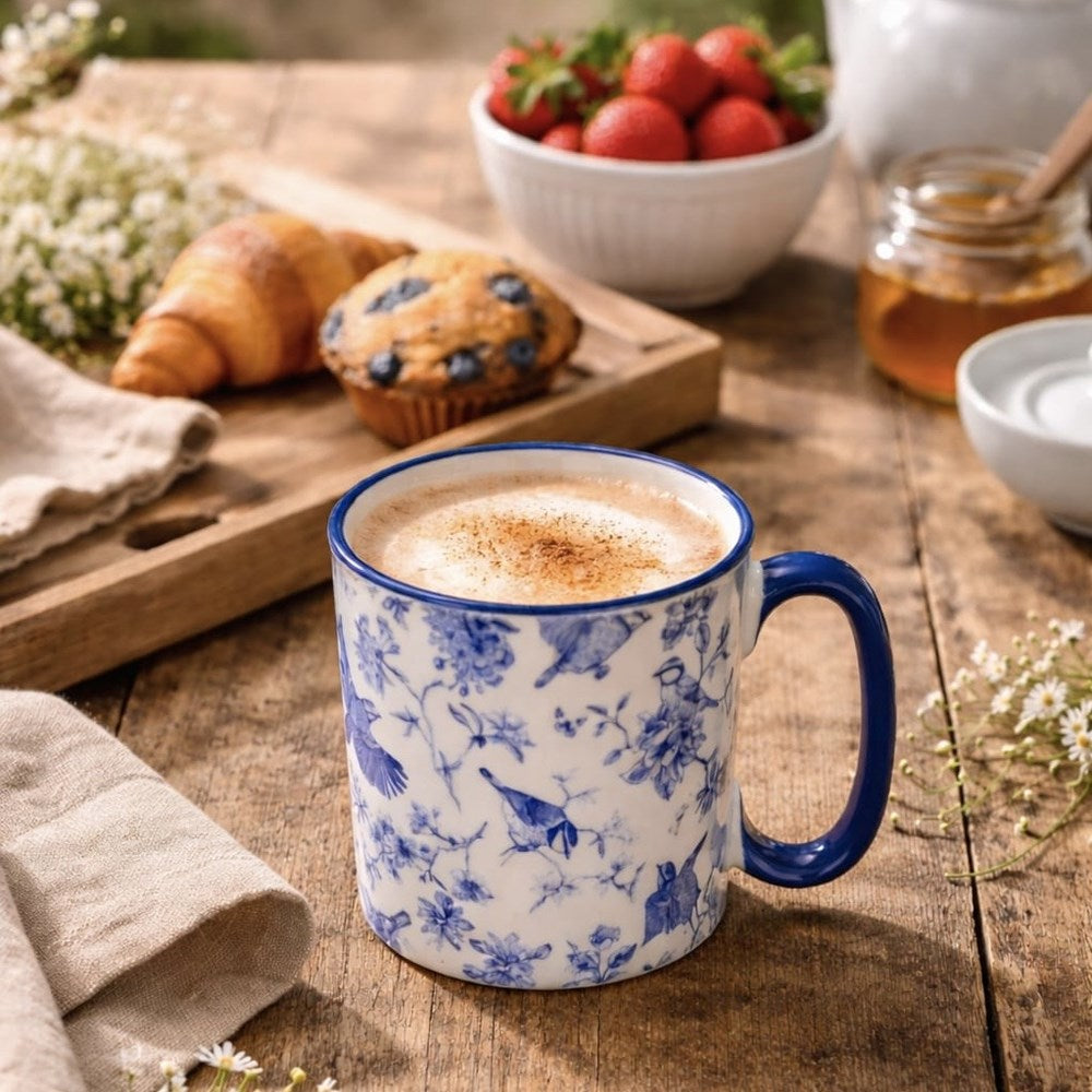 Blue & White Patterned Mug