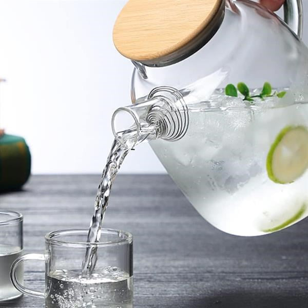Glass Pitcher or Kettle with Wooden Lid | Full House Lebanon