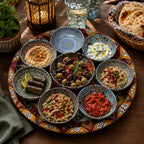 Round Metal Printed Tray with  Serving Bowl Set (8 Pcs) | Full House Lebanon