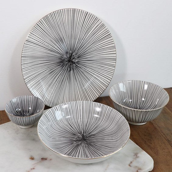 Black & White Dinnerware with Gold Trim - Dessert Plate | Full House Lebanon