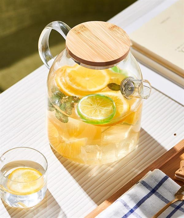Glass Pitcher or Kettle with Wooden Lid | Full House Lebanon
