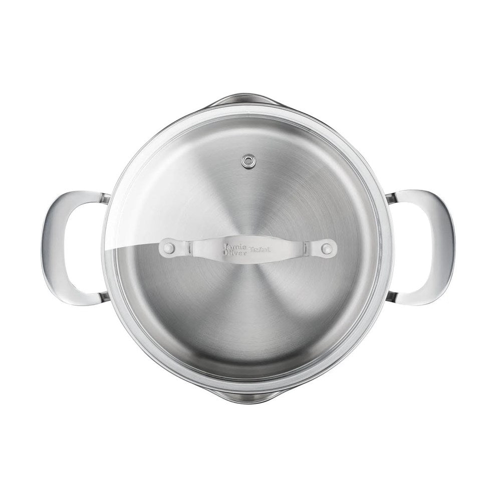 Jamie Oliver by Tefal Stainless Steel Cookware Set with Glass Lids | Full House Lebanon