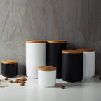 Porcelain Canister with Bamboo Lid - Large | Full House Lebanon
