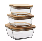 Square Bamboo-Lid Food Containers - Mini | Full House Lebanon