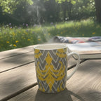 Grey & Yellow Patterned Porcelain Mug