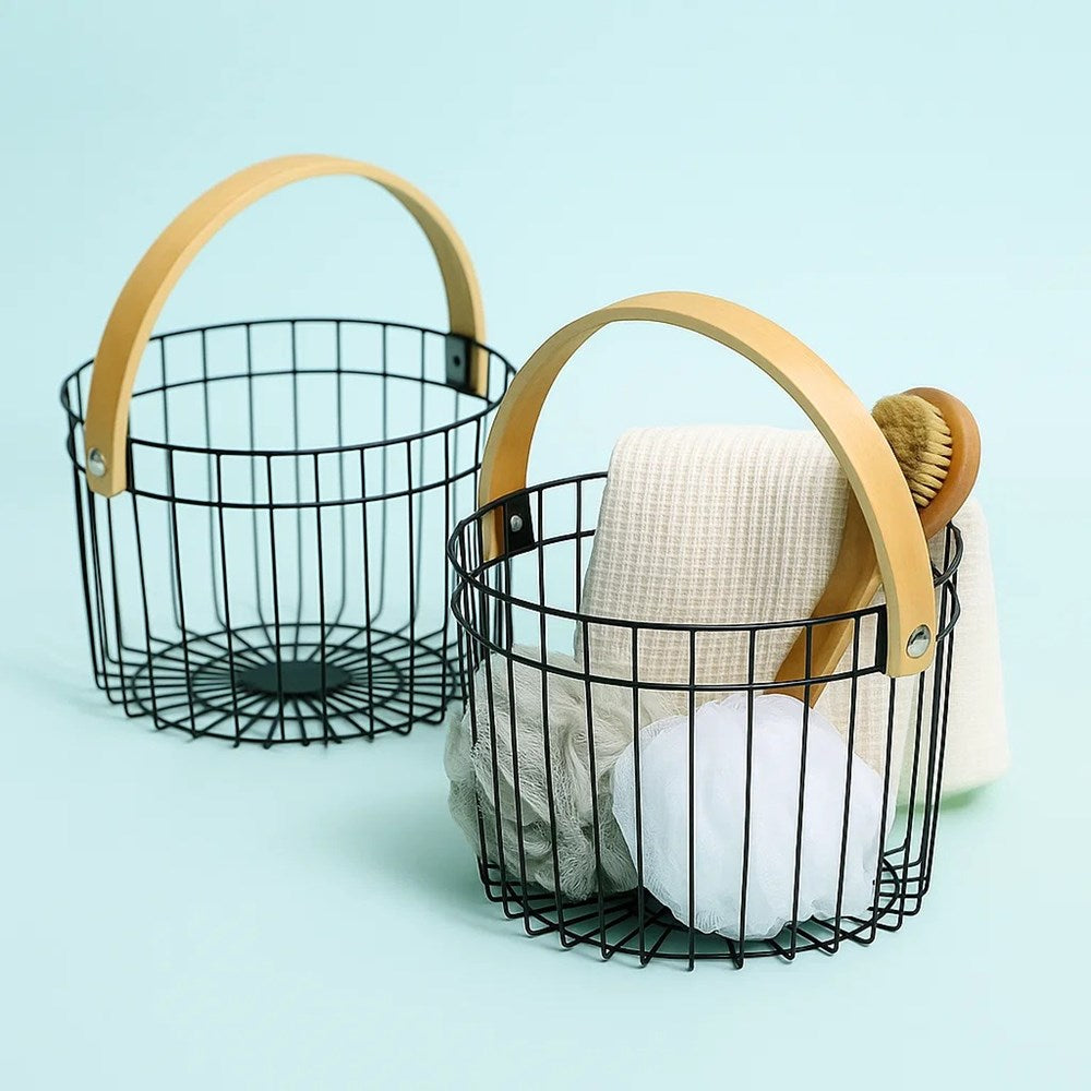 Round Metal Wire Basket - Light Grey | Full House Lebanon
