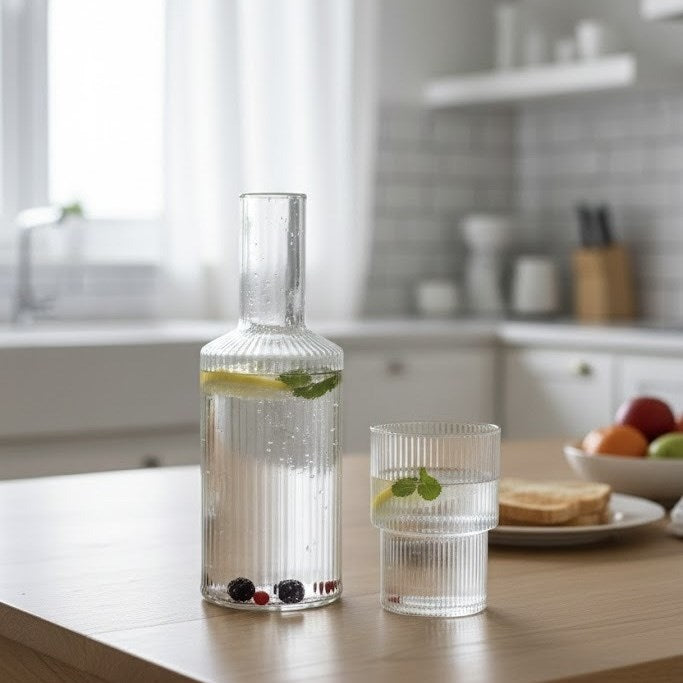 Ribbed Plastic Carafe  Set | Full House Lebanon